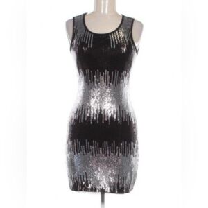 PINK COLLECTION Sequin Sparkle Mini Black Party Dress